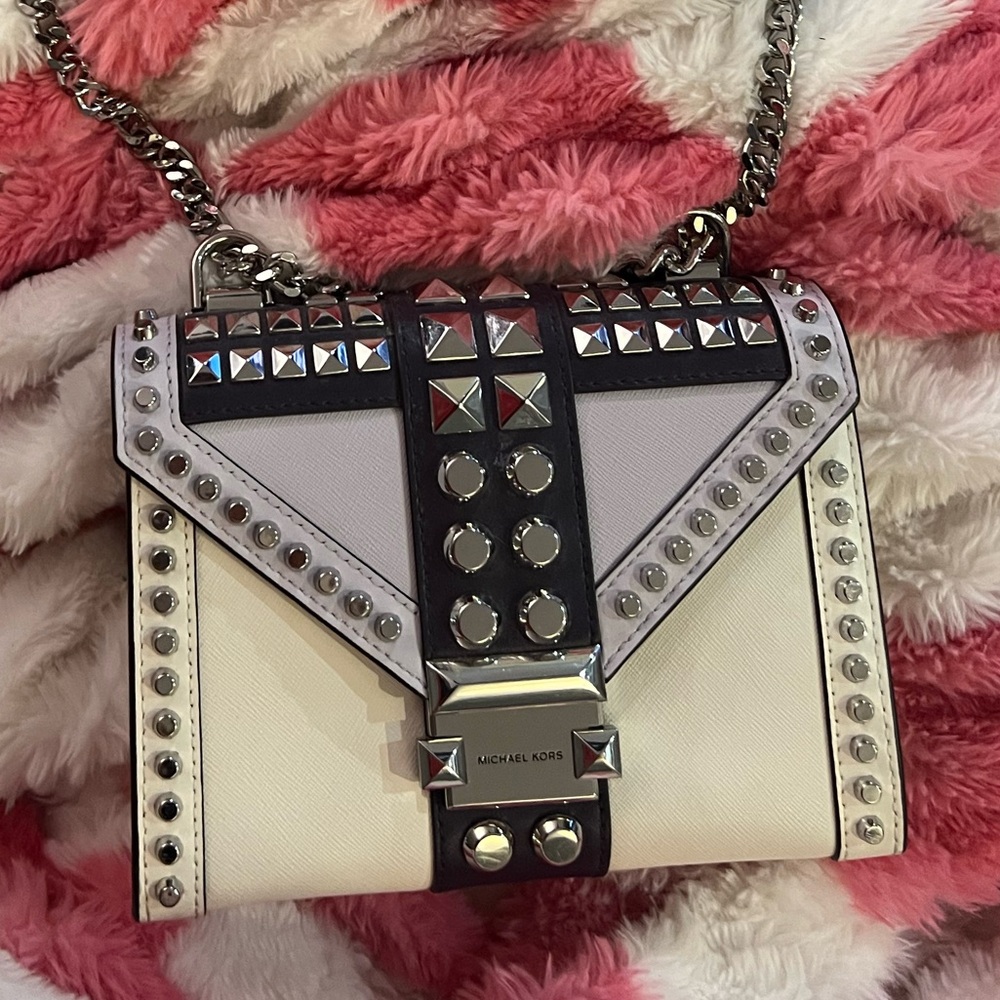 Michael kors purple and White Studded Crossbody Bag